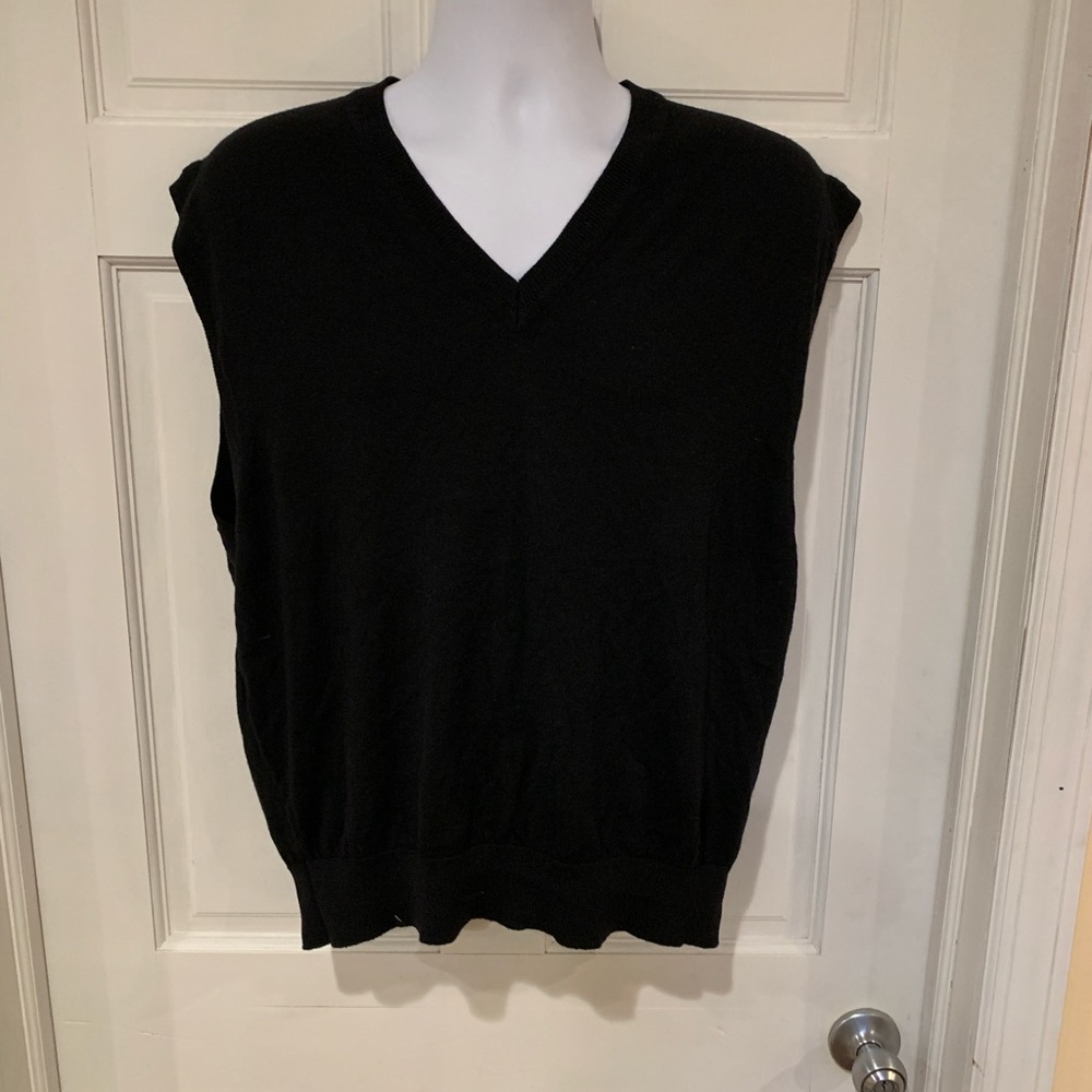 BEN HOGAN Men's Black  V-Neck Sweater Vest Size XL Merino Wool